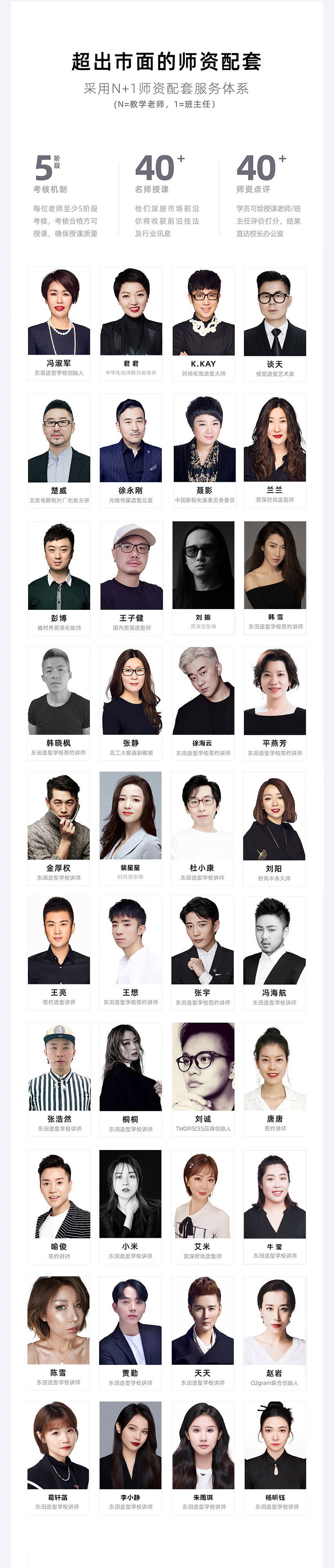 东田造型化妆学校师资